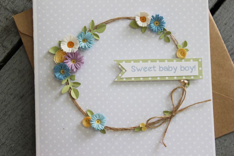 Sweet baby girl Quilling art For granddaughter Invitation Quilled crown flower Birthday image 3