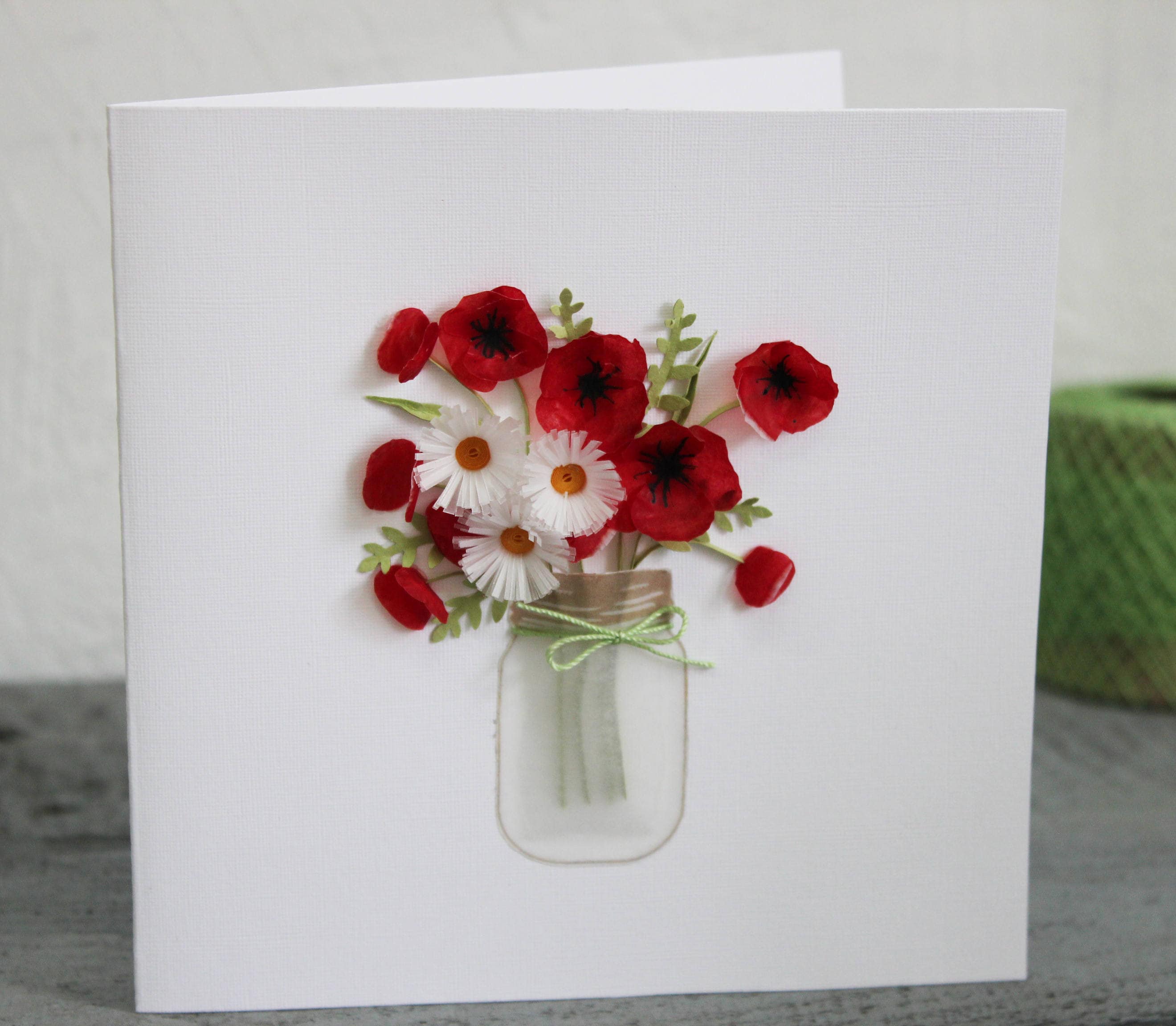 Quilling Card Mason Jar With Flowers for Mom Anniversary Gift Greeting