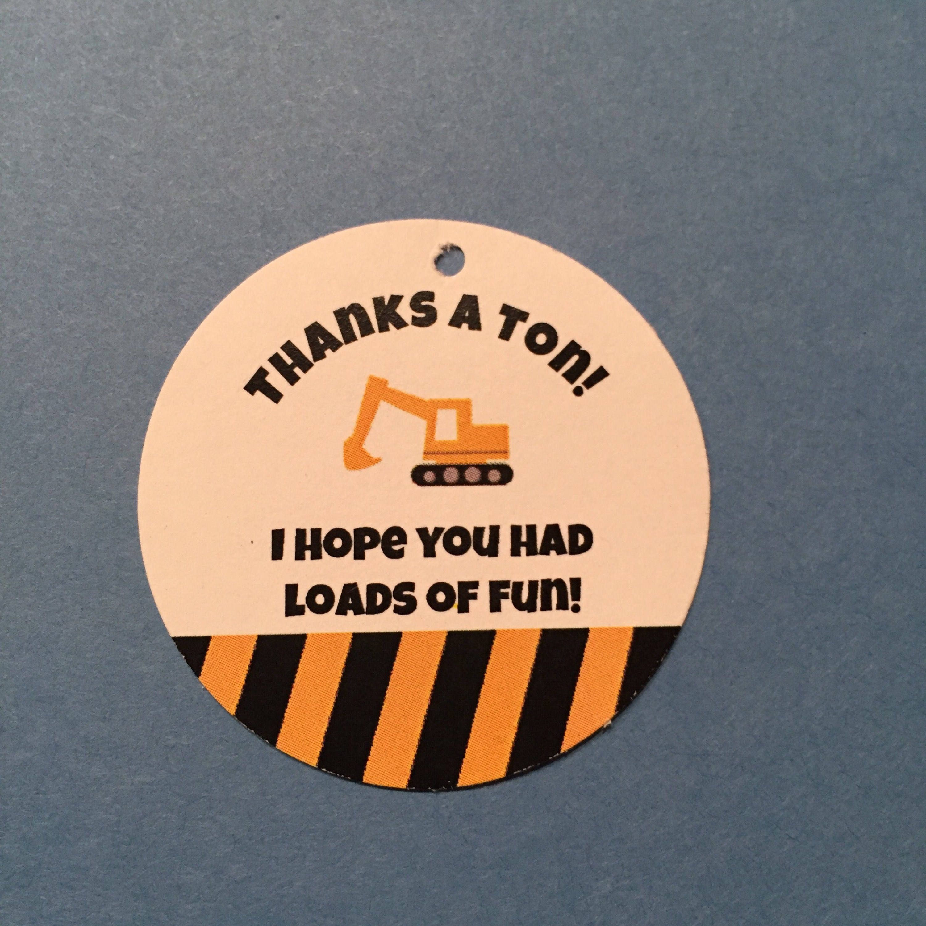Construction theme Favor Tags / Thank You Tags Etsy