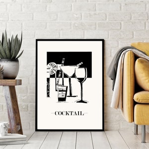 Affiche COCKTAIL bar pour votre décoration, cadeau personnalisé, cadeau anniversaire, cadeau de mariage