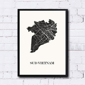 CARTE Design du SUD VIETNAM pour décoration, cadeau personnalisé, cadeau anniversaire,