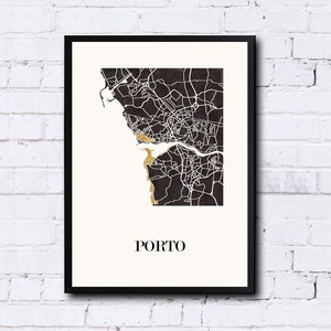 CARTE Design de PORTO pour décoration, cadeau personnalisé, cadeau anniversaire,