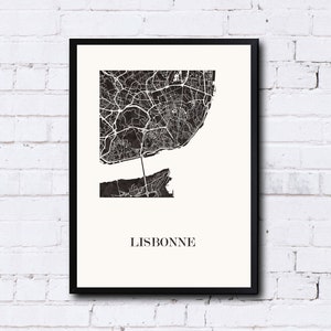 CARTE Design de LISBONNE pour décoration, cadeau personnalisé, cadeau anniversaire,