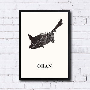 Designkarte von ORAN, Karte von Algerien zur Dekoration, personalisiertes Geschenk, Geburtstagsgeschenk,