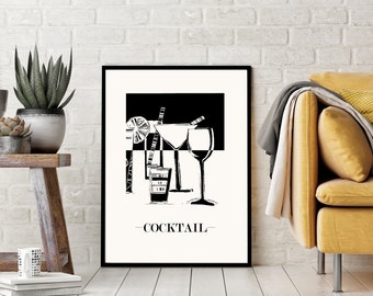 Affiche COCKTAIL bar pour votre décoration, cadeau personnalisé, cadeau anniversaire, cadeau de mariage
