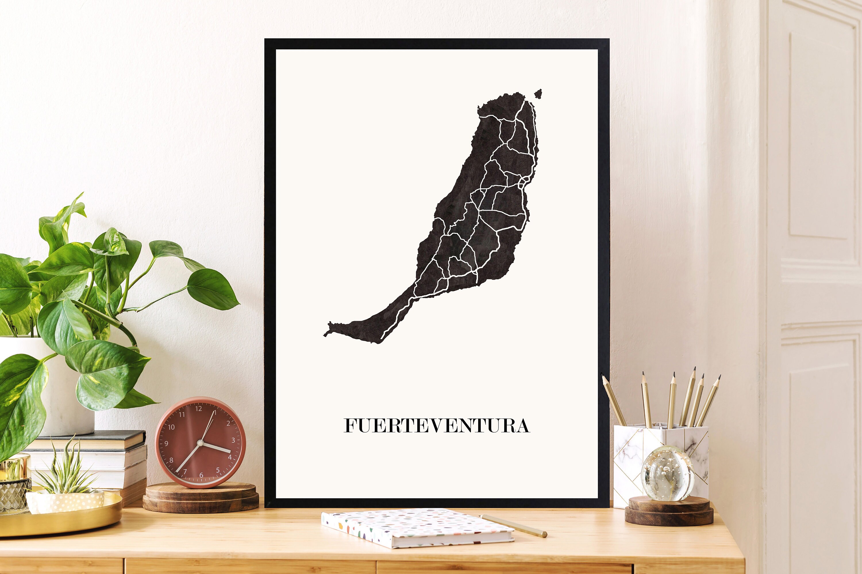 Carte Design de Fuerteventura Pour Décoration, Carte Des Îles Canaries, Cadeau Fête Mères