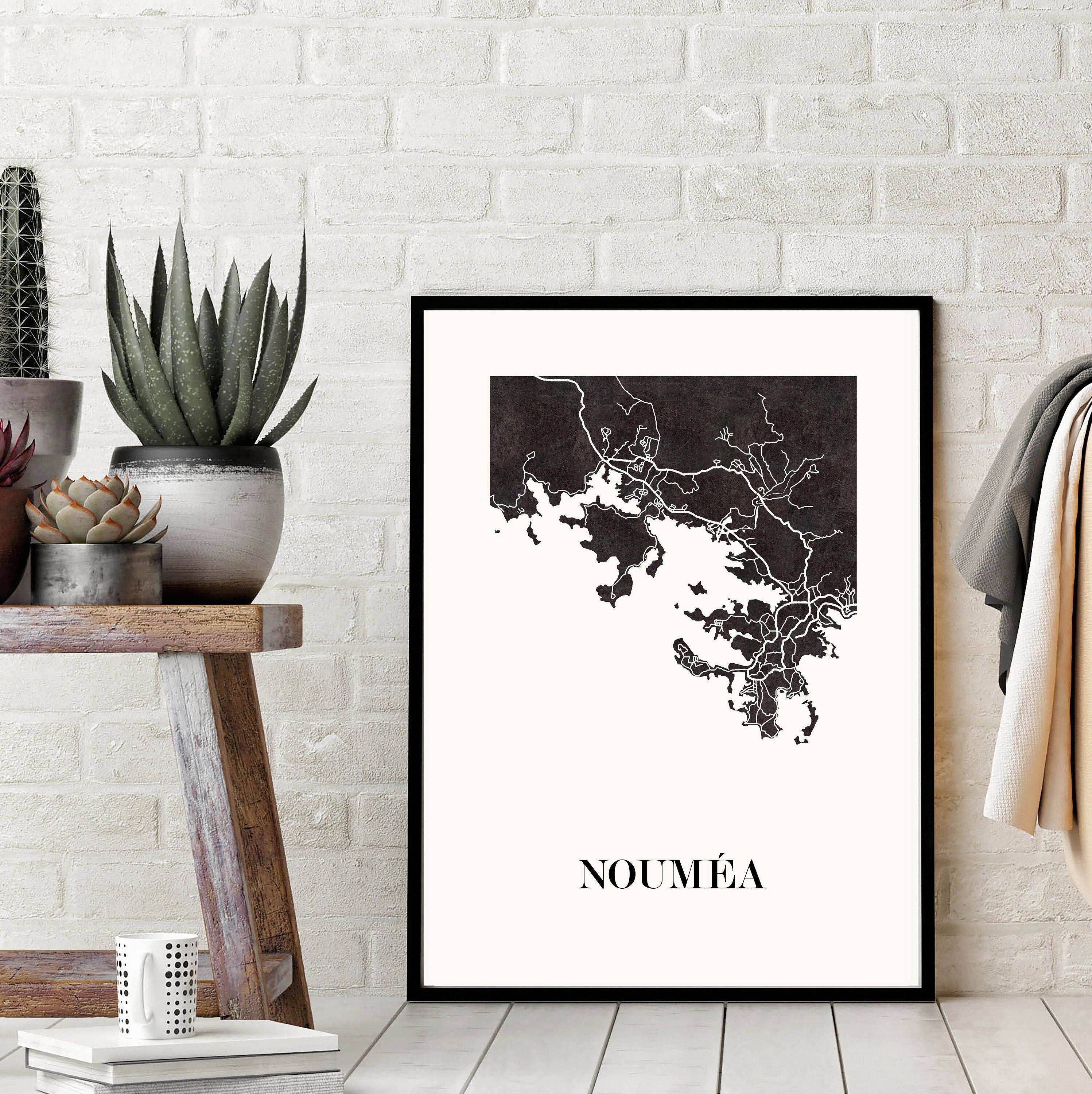 Carte de Noumea Pour Décoration, Carte de Nouvelle Calédonie, Cadeau Personnalisé, Fête Des Mères