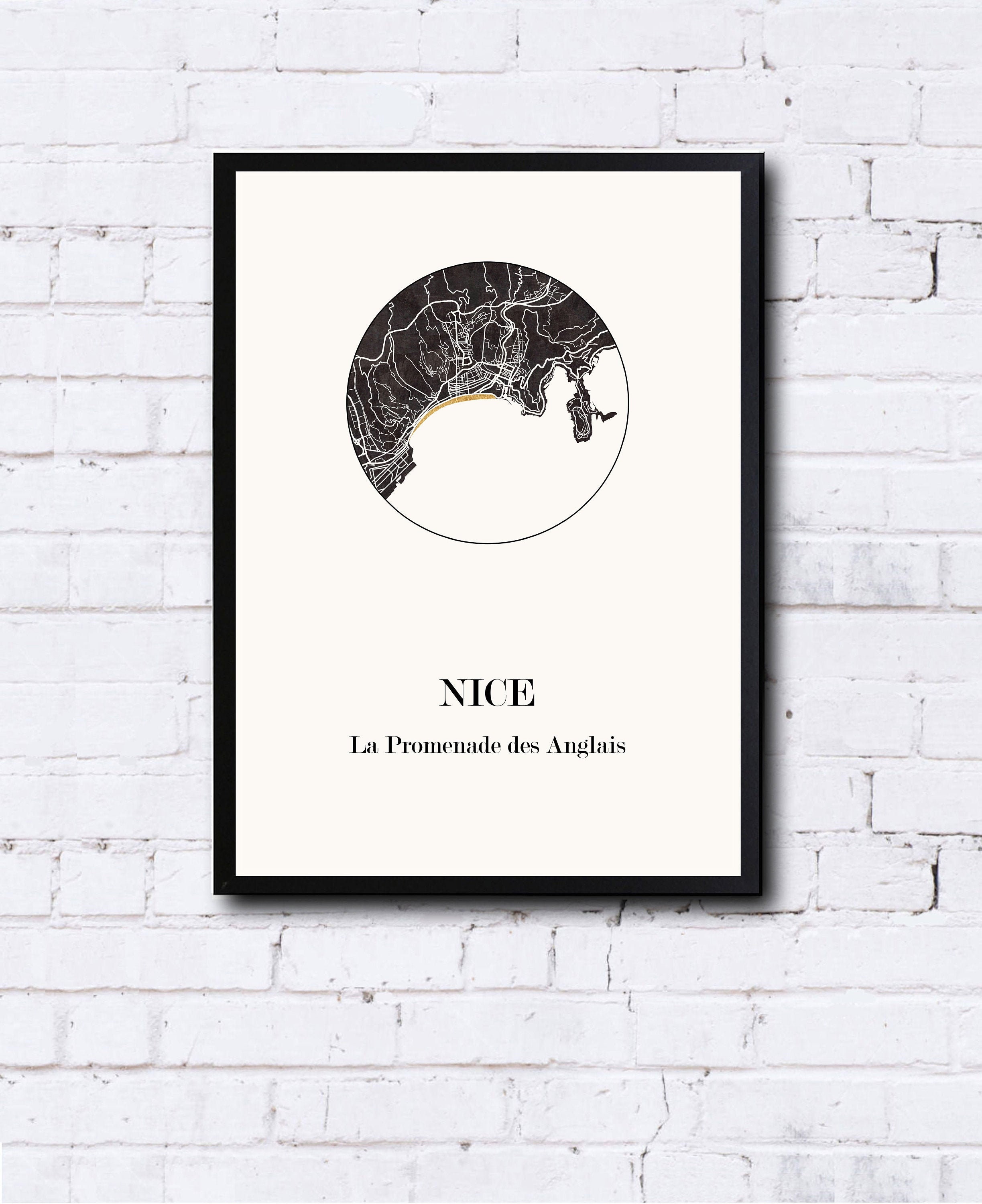 Carte Design de Nice Pour Décoration, Carte La Promenade Des Anglais, Cadeau Personnalisé, Fête Mère