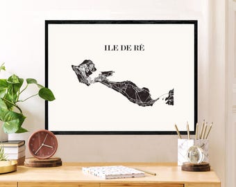 CARTE Design de l'ILE de RE pour décoration, cadeau personnalisé, cadeau anniversaire,