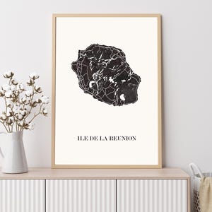 Design KARTE der INSEL REUNION zur Dekoration, personalisiertes Geschenk, Geburtstagsgeschenk,