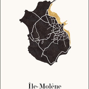 Carte de bretagne graphisme épuré. Décoration minimaliste. Poster couleur ardoise à accrocher. Décoration murale tendance. Décoration réalisée par un créateur. Décoration bretagne ile de molène. Carte ile de molène