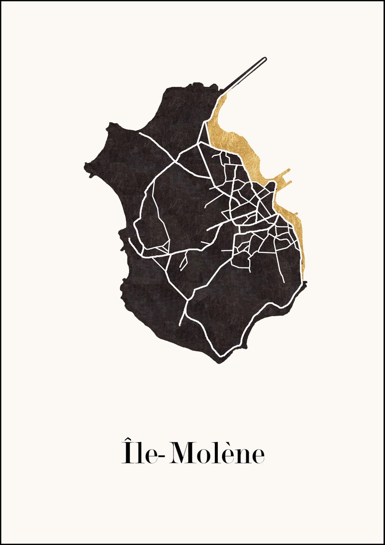 Carte de bretagne graphisme épuré. Décoration minimaliste. Poster couleur ardoise à accrocher. Décoration murale tendance. Décoration réalisée par un créateur. Décoration bretagne ile de molène. Carte ile de molène