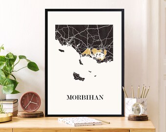 CARTE Design du MORBIHAN  pour décoration, cadeau personnalisé,cadeau fête des mères