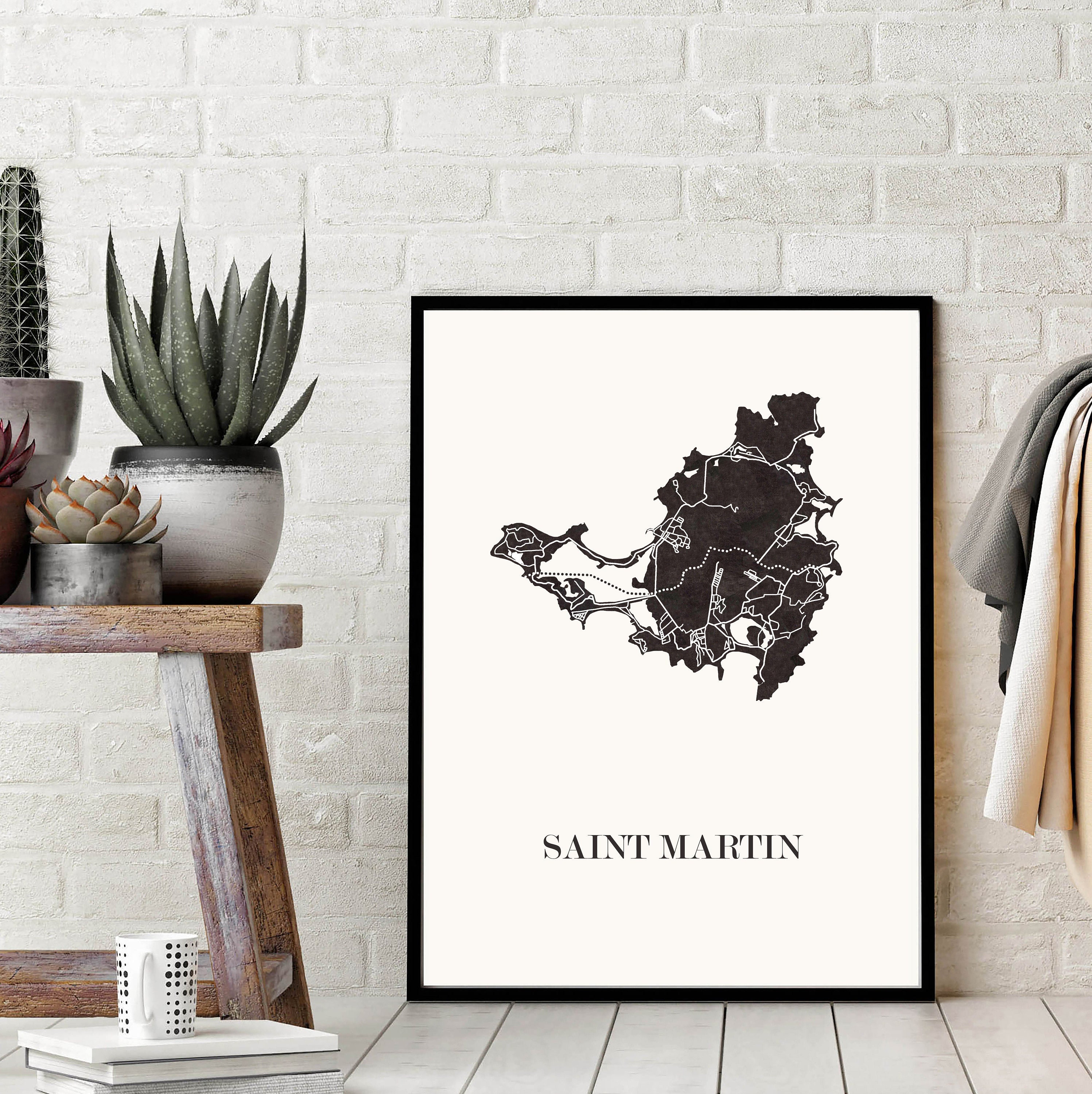Carte Design de Saint Martin Pour Décoration, Cadeau Personnalisé, Fête Des Mères