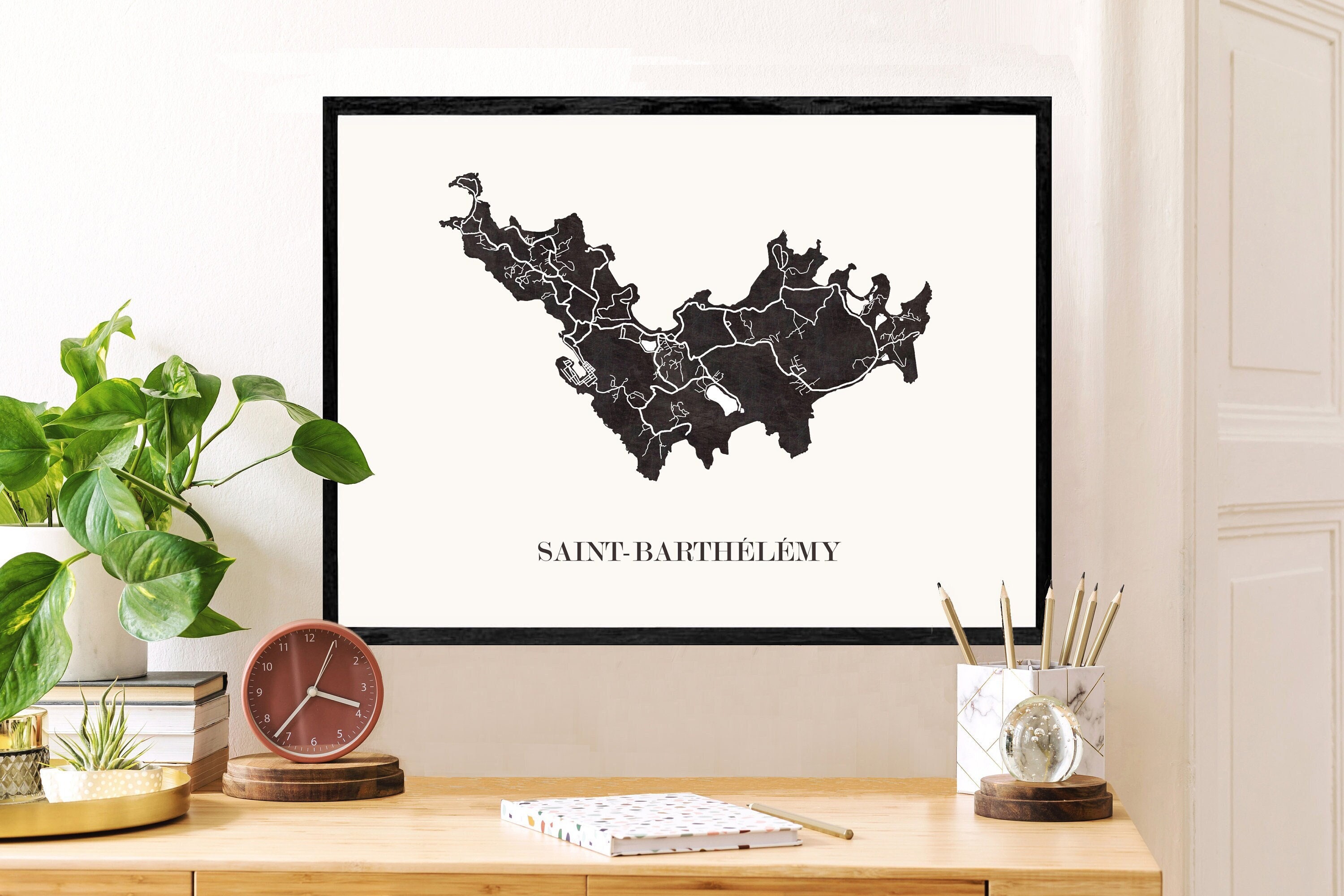 Saint Barthelemy Map Print, Turquoise St Barts Island Maps, St Barth's —  Maps As Art