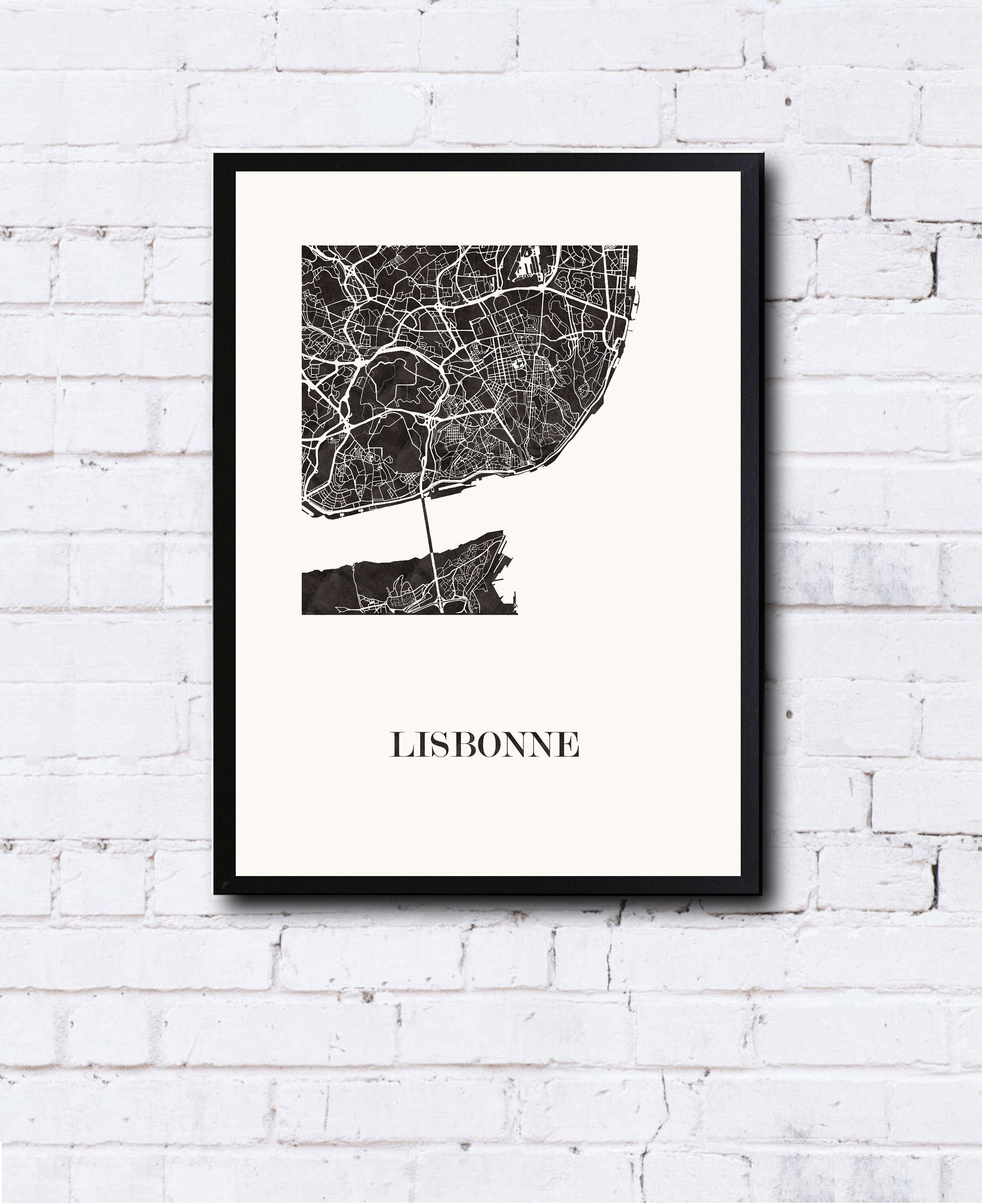 Carte Design de Lisbonne Pour Décoration, Cadeau Personnalisé, Fête Des Mères