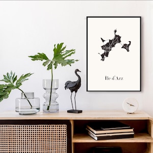GROIX Design Karte, Karte der Morbihan-Inseln zur Dekoration, personalisiertes Geschenk, Geburtstagsgeschenk,