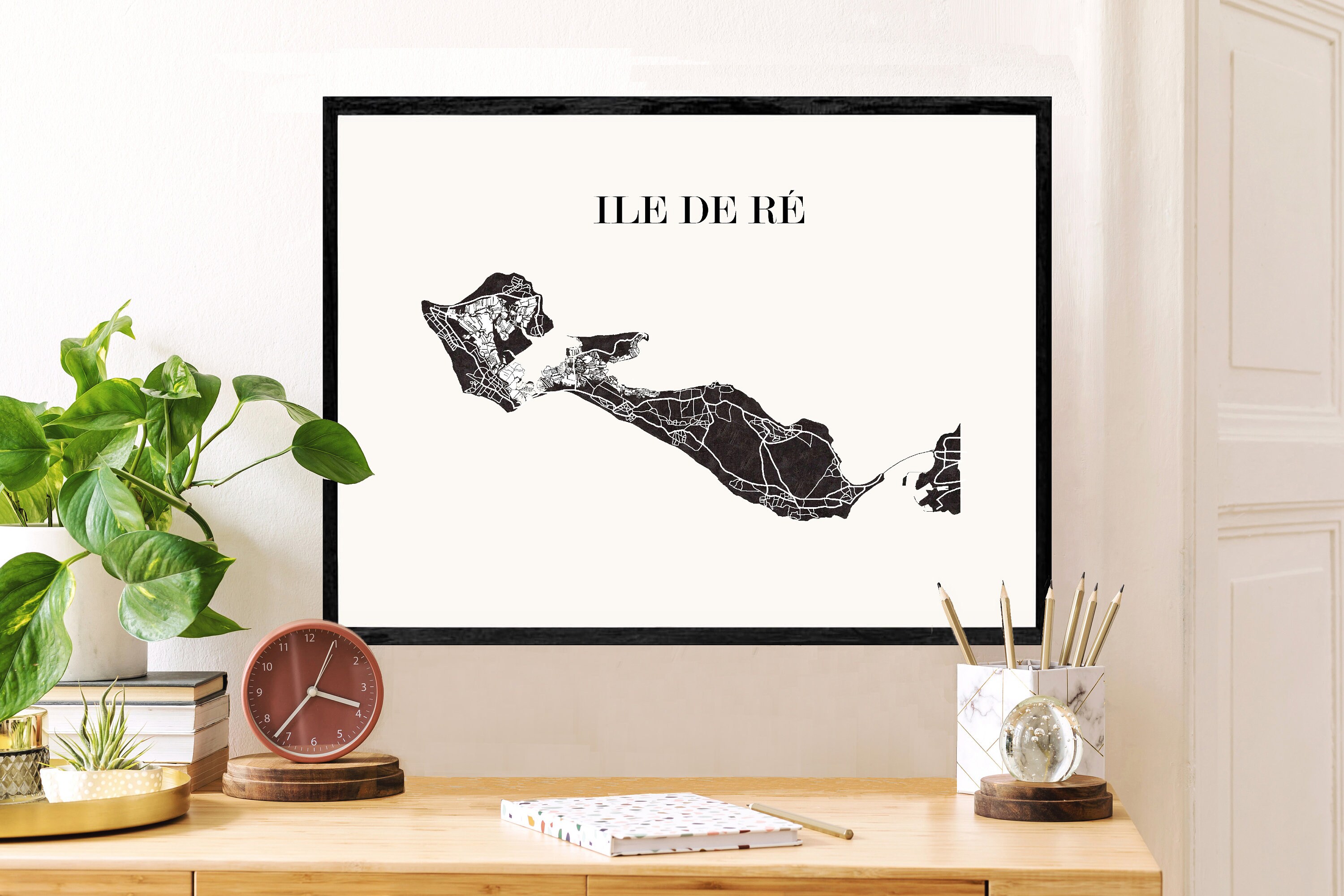 Carte Design de L'ile Re Pour Décoration, Cadeau Personnalisé, Fête Des Mères