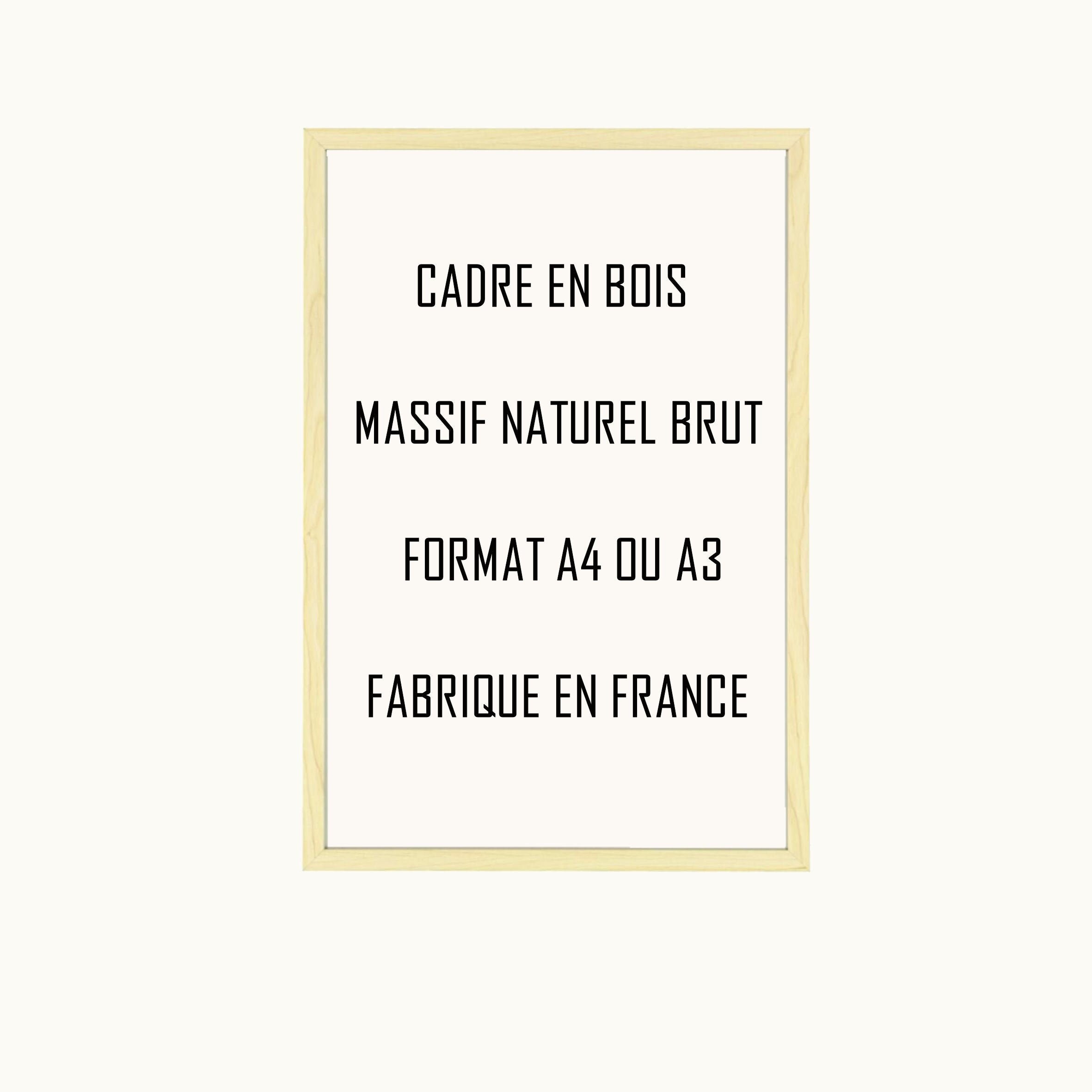 Cadre Bois Naturel, Fabrication Française, Cadre A3, Cadre A4, Encadrement Affiche, Carte, Bois, Déc