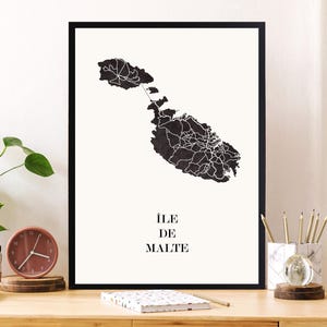 CARTE De l'ILE de MALTE pour décoration, cadeau personnalisé, cadeau anniversaire,