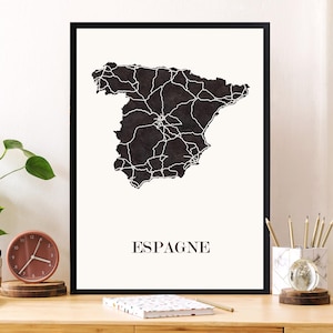 CARTE Design d'ESPAGNE pour décoration, cadeau personnalisé, cadeau anniversaire,