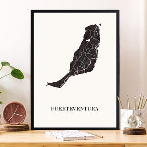 FUERTEVENTURA Design Karte zur Dekoration, Karte der Kanarischen Inseln,