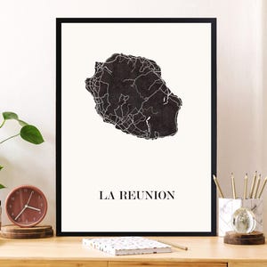 Design KARTE der INSEL REUNION zur Dekoration, personalisiertes Geschenk, Geburtstagsgeschenk,