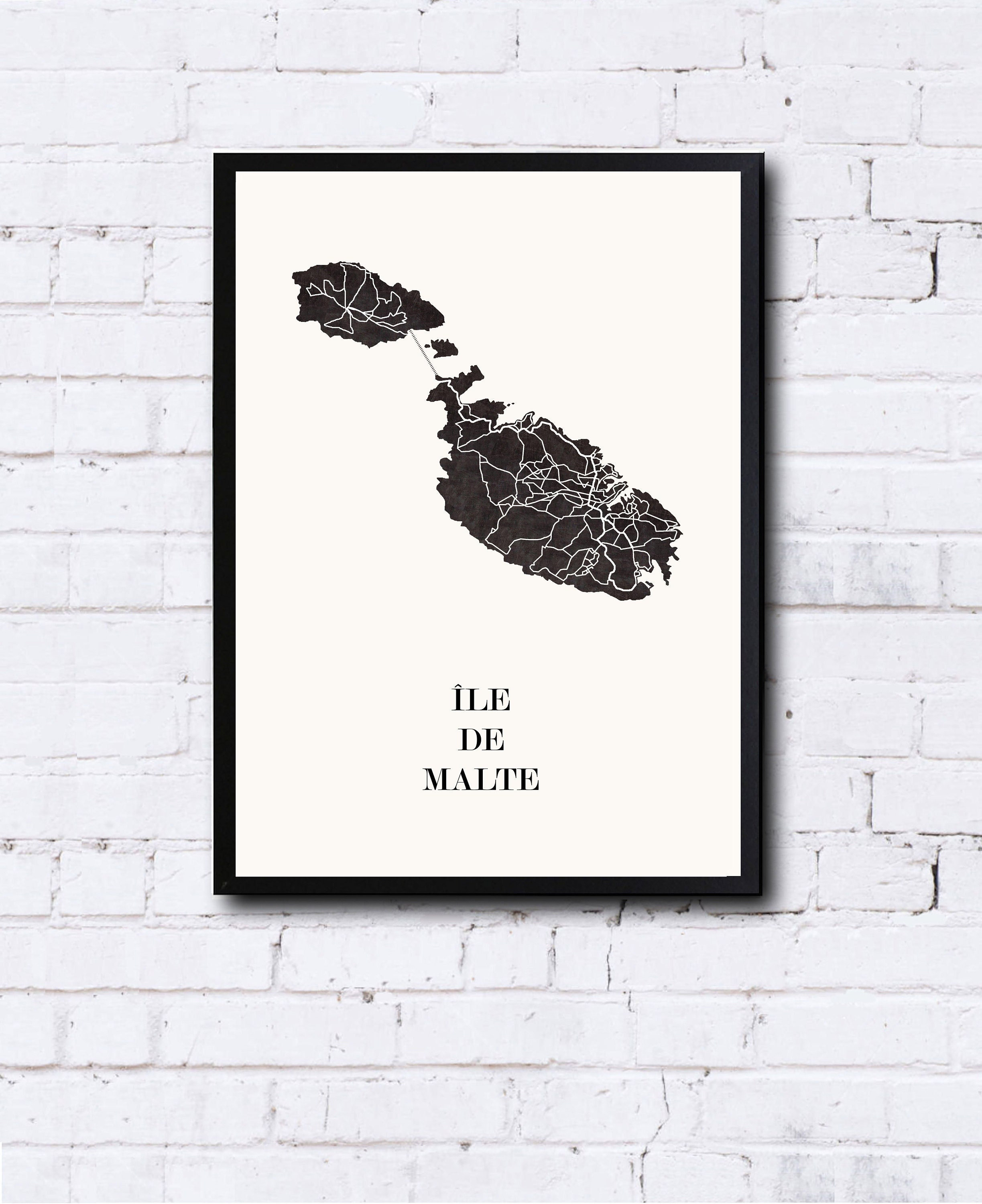 Carte de L'ile de Malte Pour Décoration, Cadeau Personnalisé, Fête Des Mères