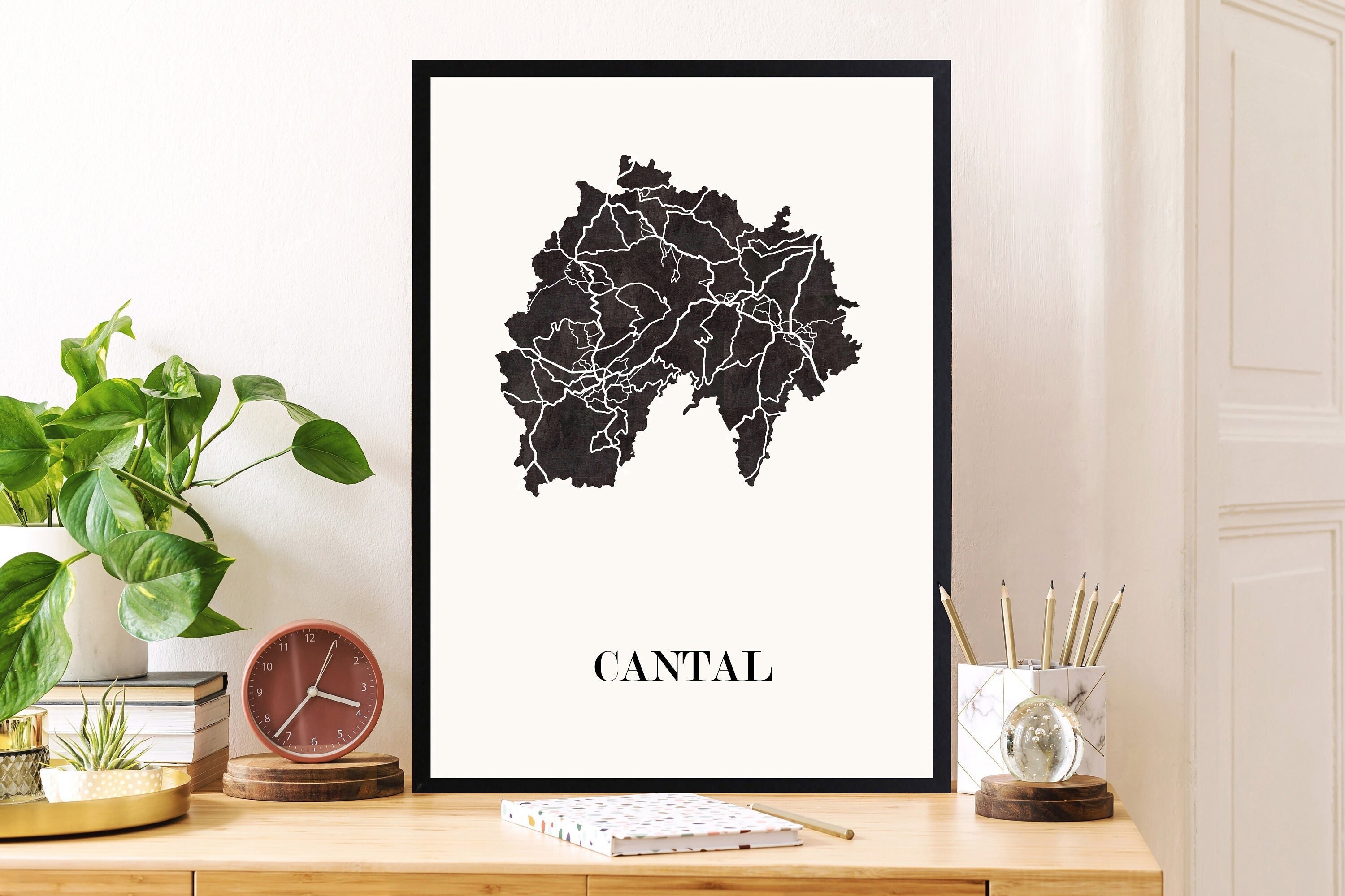 Carte Du Cantal Pour Décoration, Cadeau Personnalisé, Fête Des Mères