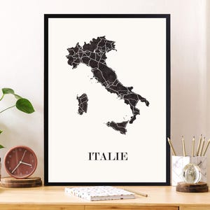 CARTE Design d'ITALIE pour décoration, cadeau personnalisé, cadeau anniversaire,