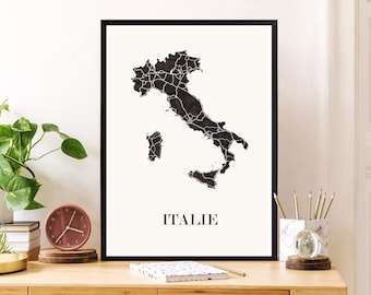 CARTE Design d'ITALIE pour décoration, cadeau personnalisé, cadeau anniversaire,