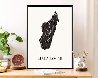 CARTE Design de MADAGASCAR pour décoration, cadeau personnalisé, cadeau anniversaire,
