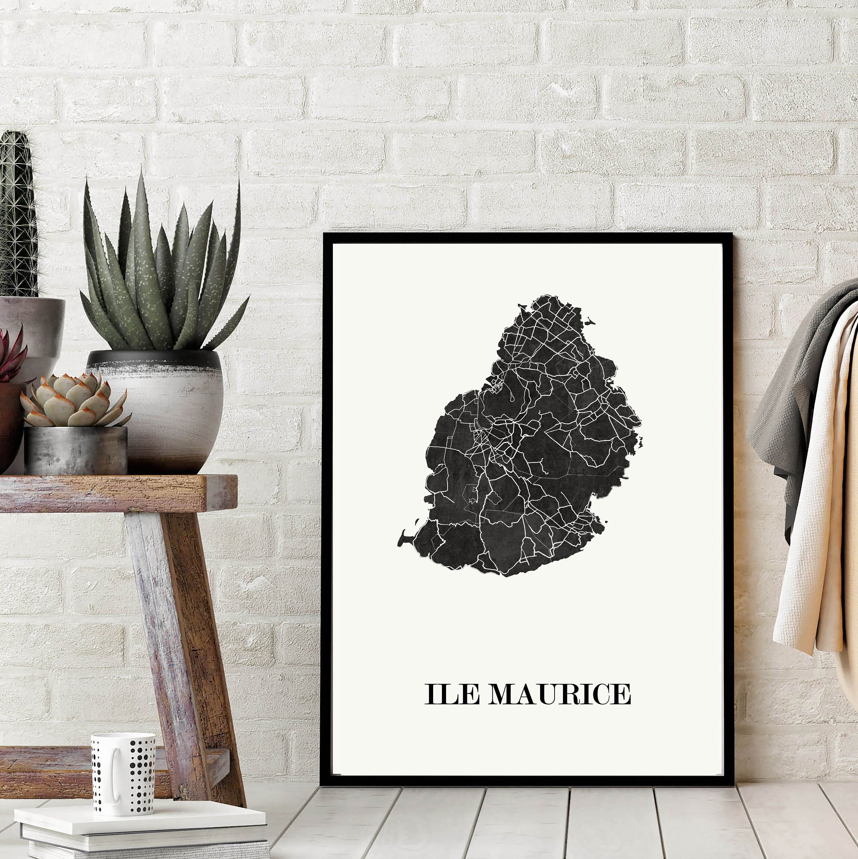 Carte Design de L'ile Maurice Pour Décoration, Cadeau Personnalisé, Fête Des Mères