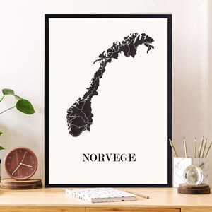 CARTE Design de NORVEGE pour décoration scandinave, cadeau personnalisé, cadeau anniversaire,