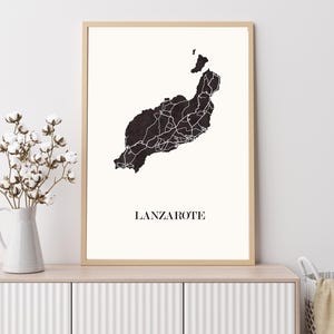 LANZAROTE Design KARTE zur Dekoration, Kanarische Inseln Karte,