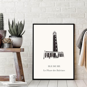 Affiche Phare des baleines graphisme épuré, Décoration bord de mer, Cadeau souvenir ile de ré, Affiche amoureux phare des baleines, Affiche ile de ré, Décoration minimaliste, Poster couleur ardoise à accrocher, Décoration murale tendance, Décoration réalisée par un créateur, Cadeau homme, Cadeau papa, Cadeau maman, Cadeau de noel, Décoration noir et blanc, Cadeau idéal homme, Cadeau idéal femme, Cadeau unique, Cadeau personnalisé, Cadeau anniversaire, poster décoration maison bord de mer