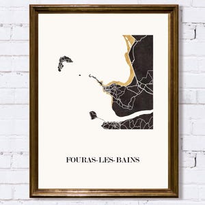 CARTE DESIGN de FOURAS les Bains, Carte de Charente-Maritime pour décoration, cadeau personnalisé, cadeau anniversaire,