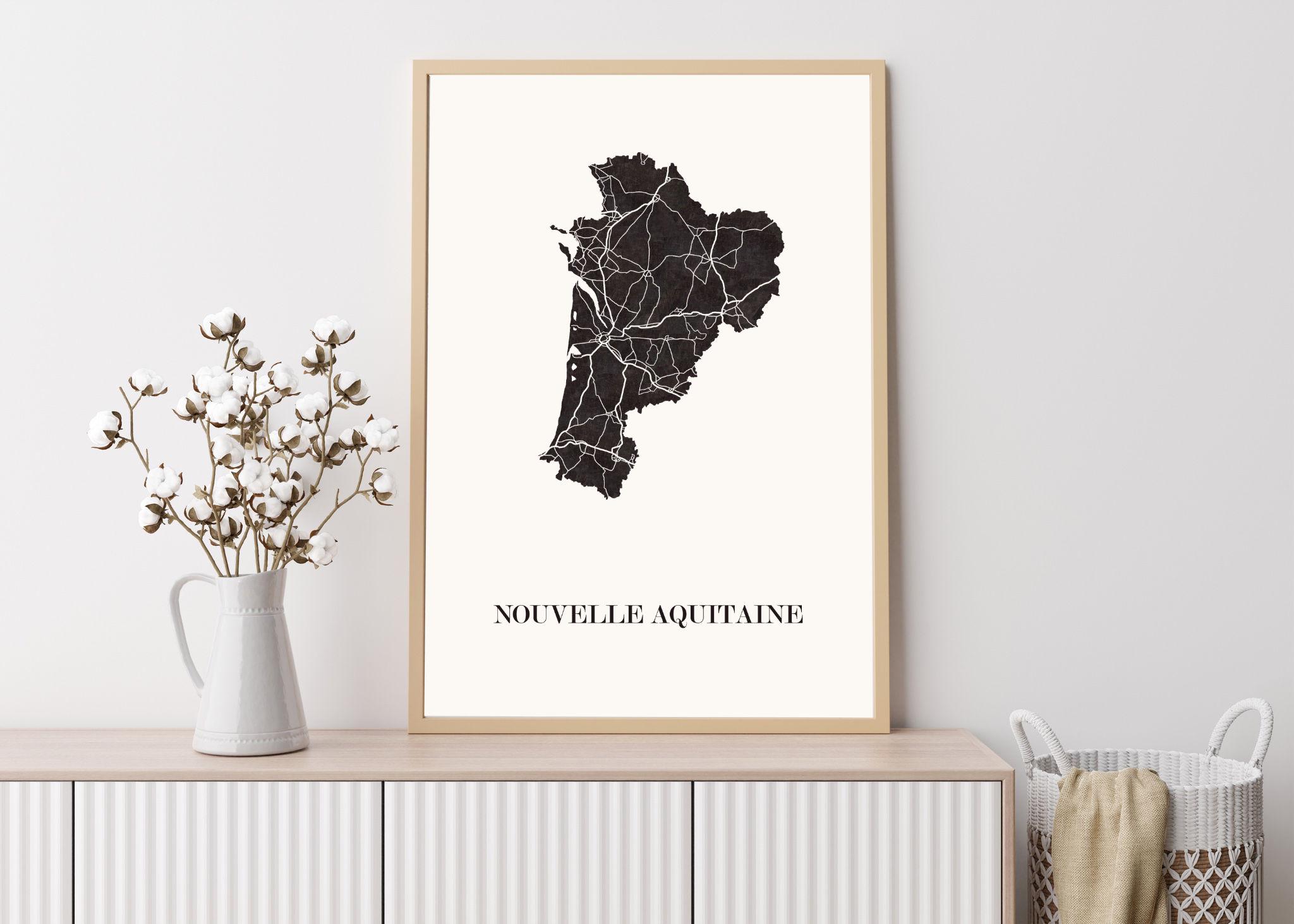 NOUVELLE Aquitaine, ORIGINAL Map, Unique GRAPHICS, High quality design