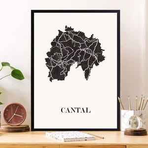 CANTAL MAP zur Dekoration, personalisiertes Geschenk, Geburtstagsgeschenk,