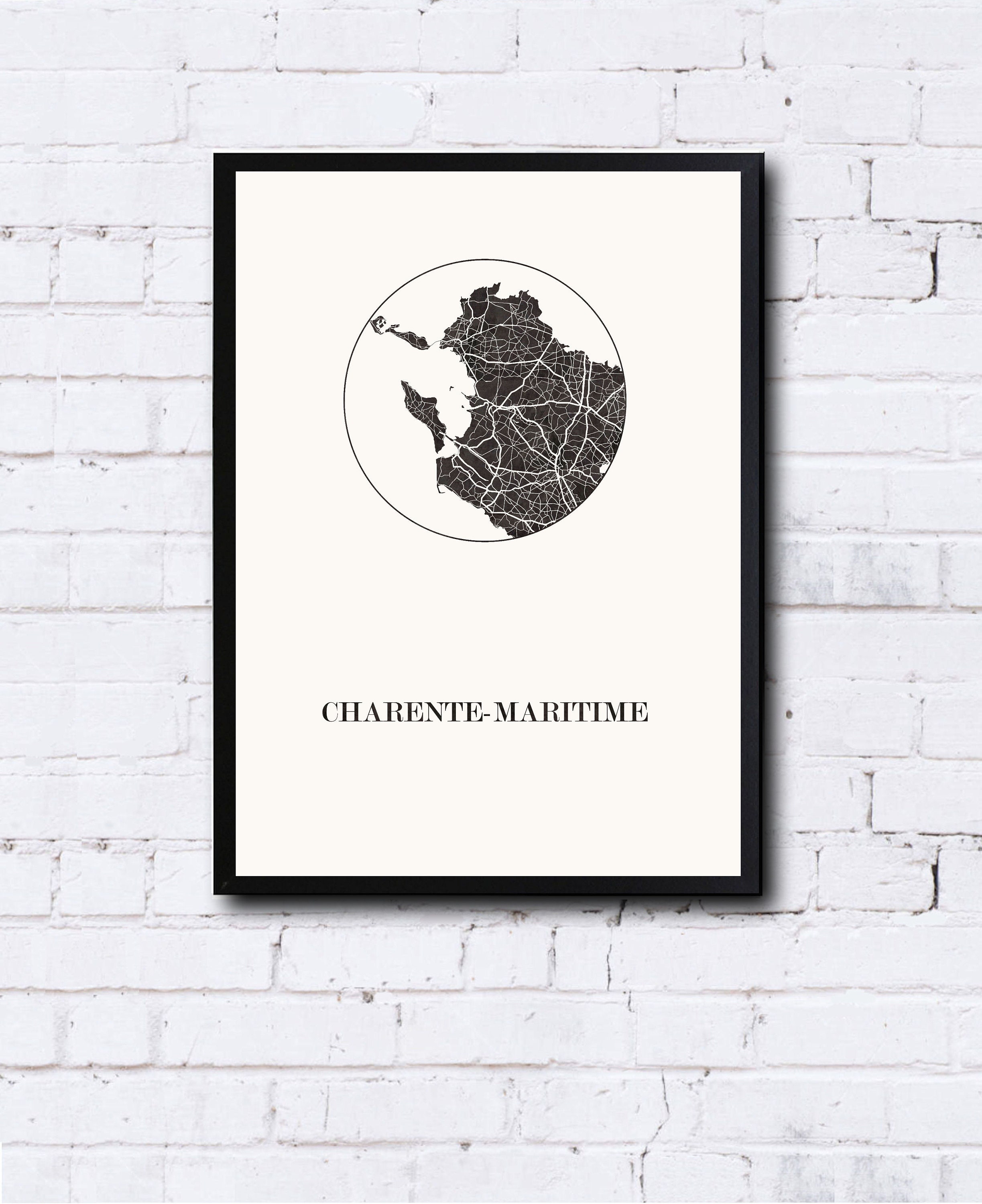 Carte Design de Charente-Maritime Pour Décoration, Cadeau Personnalisé, Fête Des Mères