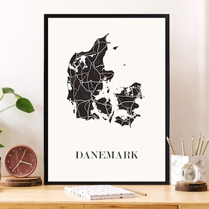 KARTEN-Design von DÄNEMARK für skandinavische Dekoration, personalisiertes Geschenk, Geburtstagsgeschenk,