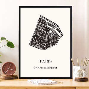 KARTE von PARIS 5. Arrondissement zur Dekoration, personalisiertes Geschenk, Geburtstagsgeschenk,