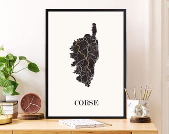 CARTE Design de CORSE GR20 pour décoration, cadeau personnalisé, cadeau anniversaire,