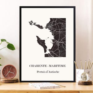 CARTE DESIGN de Charente-Maritime pour décoration, cadeau personnalisé, cadeau anniversaire,