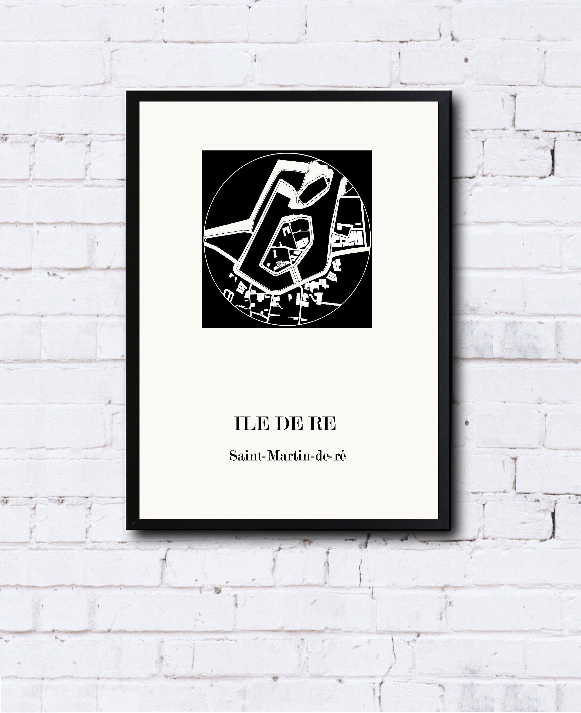 Carte Design de L'ile Re Port Saint Martin Pour Décoration, Cadeau Personnalisé, Fête Des Mères