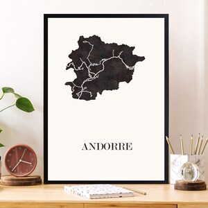 CARTE Design d'ANDORRE pour décoration, cadeau personnalisé, cadeau anniversaire,