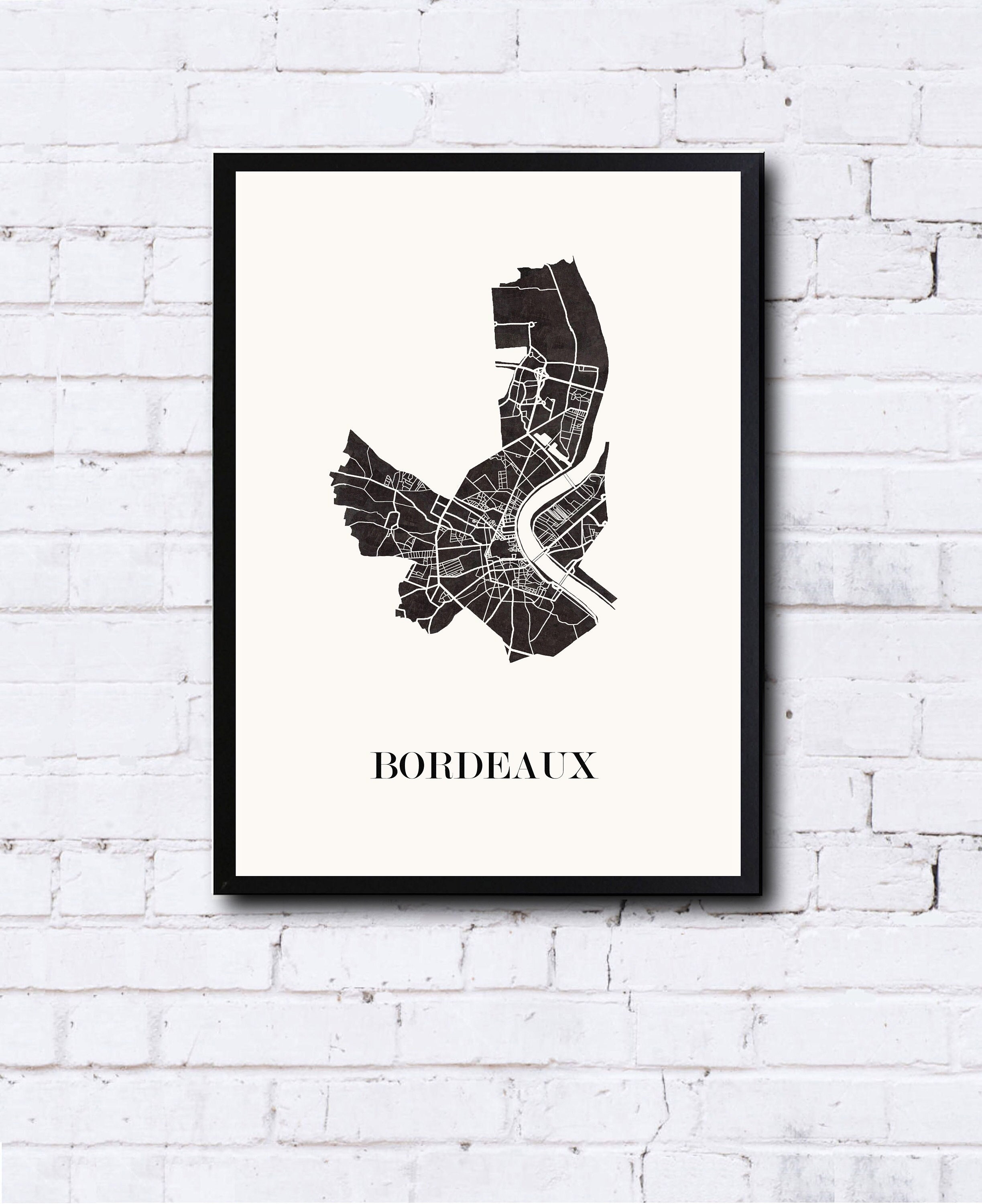 Carte Design de Bordeaux Pour Décoration, Cadeau Personnalisé, Fête Des Mères