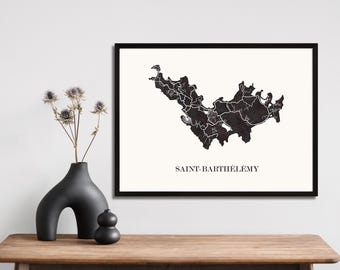 CARTE Design de SAINT-BARTHELEMY pour décoration, cadeau personnalisé, cadeau anniversaire,