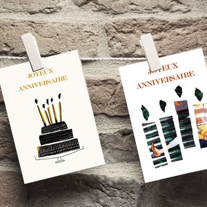 carte anniversaire. bougies anniversaire, carte joyeux anniversaire moderne. carte à offrir. bougies anniversaire à offrir. gâteau anniversaire à offrir. Carte réalisée par un créateur