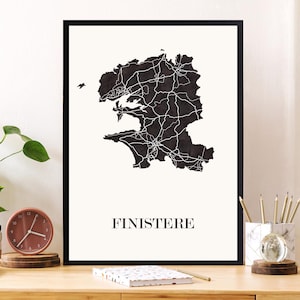 CARTE Design du FINISTERE pour décoration, cadeau personnalisé, cadeau anniversaire,